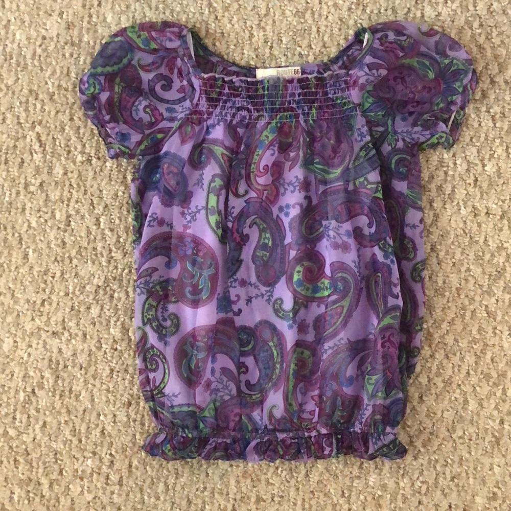 Purple Girls top with paisley pattern size 10/12